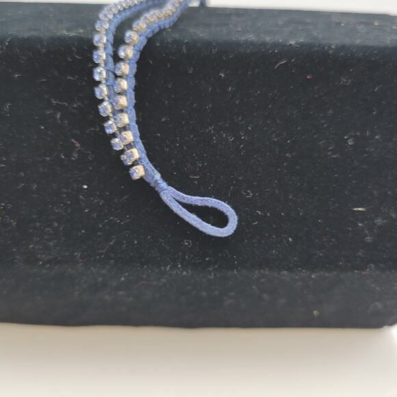 American Eagle Outfitters Women's Bracelet 7" Blue Single Rope Cord Rhinestone - Picture 6 of 7